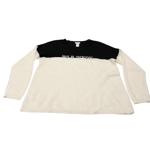 Sundance Let It Snow Lightweight Mohair Crew Sweater, Black Ivory XL - Picture 4 of 8